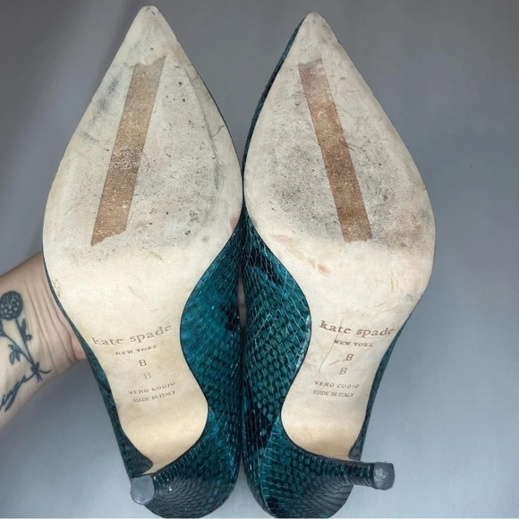 KATE SPADE Licorice Blue Snakeskin Heels Pump - Picture 6 of 8